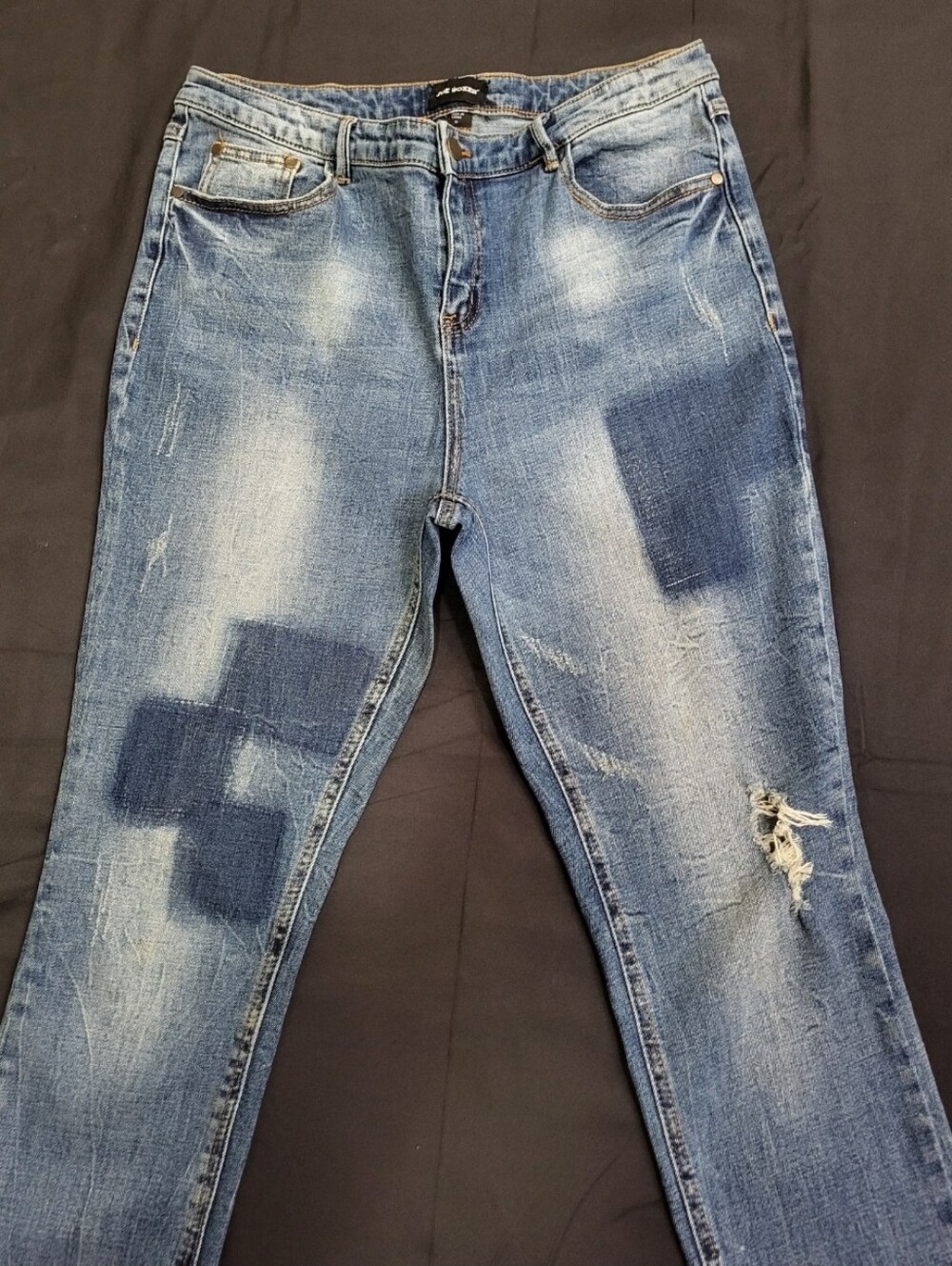 Joe Boxer Patch Design Blue Skinny Jeans Women Size 15 - Picture 2 of 9